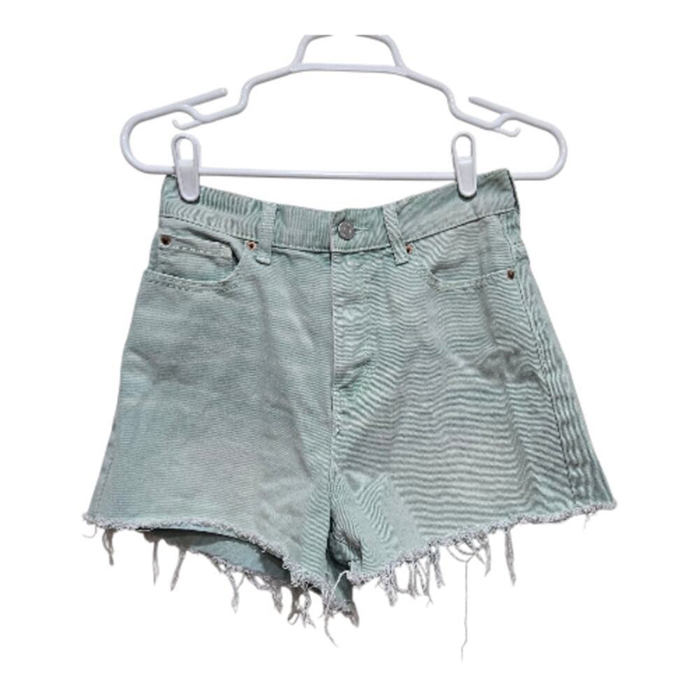 BDG A-Line Denim Shorts Light Mint Green High Rise Raw Hem Women’s 27